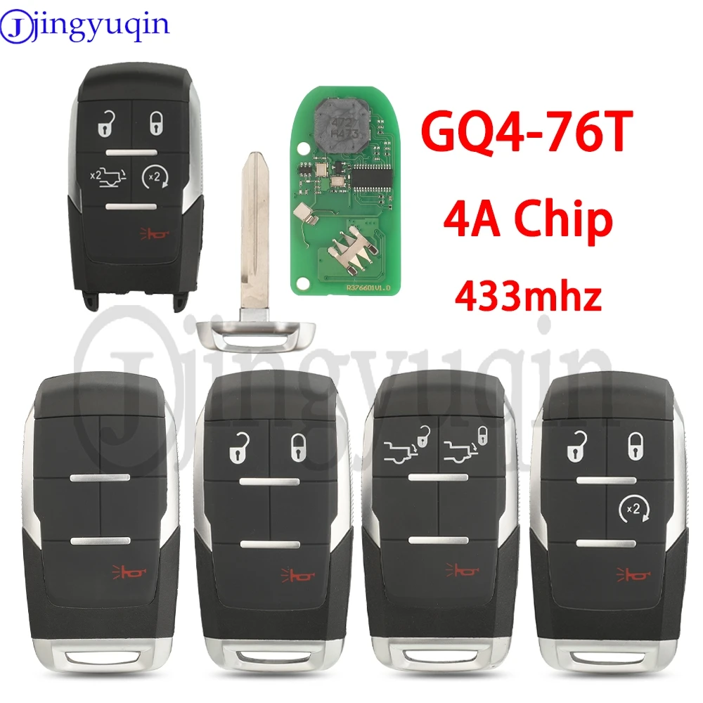 Jingyuqin GQ4-76T 433 mhz 4A Chip Fernbedienung Auto Schlüssel 1/3/4/5 Tasten Für Dodge RAM 2500 35000 4500 5500 2019-2021 Flip Fob Control Image