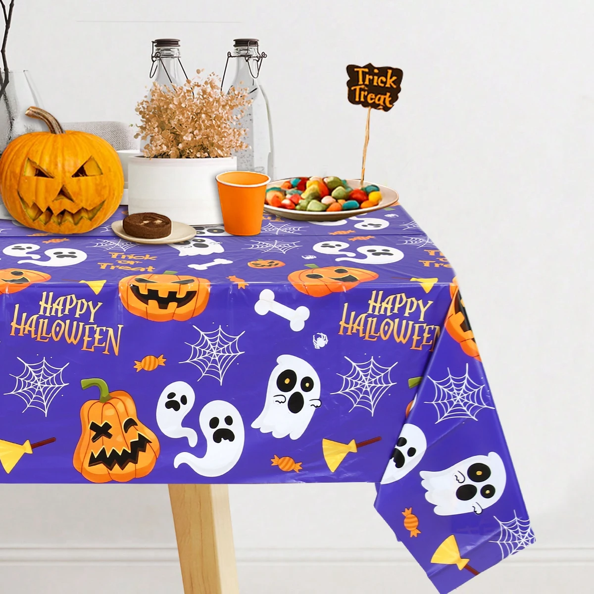 Halloween Kürbis Gruselige Fledermaus Tischdecke Halloween Tischdecke Herbst Party Supplies Bedruckte Tischdecken Festival Party Supplies Image