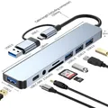 HUB USB 8 in 2 con lettore di schede splitter, porta USB C Docking station per lettore di schede splitter SD/TF USB 3.0 / 2.0