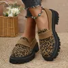 Große Größe 35-43 Slip-On Leopard Print Casual Schuhe Runde Kappe Nicht-slip frauen müßiggänger Dicken Boden Einzelnen Schuhe Mocasines Mujer