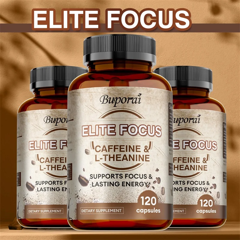 Elite Caffeine with L-Theanine Supplements - Provides Energy & Endurance, Reduce Fatigue, Enhance cognitive, for Brain Health
