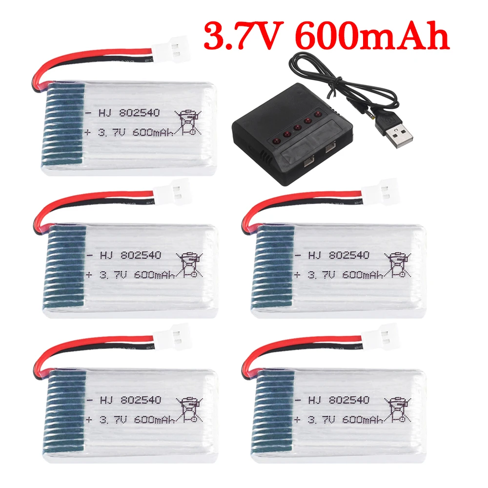 Batteria Lipo 3.7 V 600mAh 802540 e caricatore usb per SYMA X5C X5C-1 X5 X5SC X5SW M68 K60 HQ-905 CX30 RC Quadcopter 3.7 V batteria