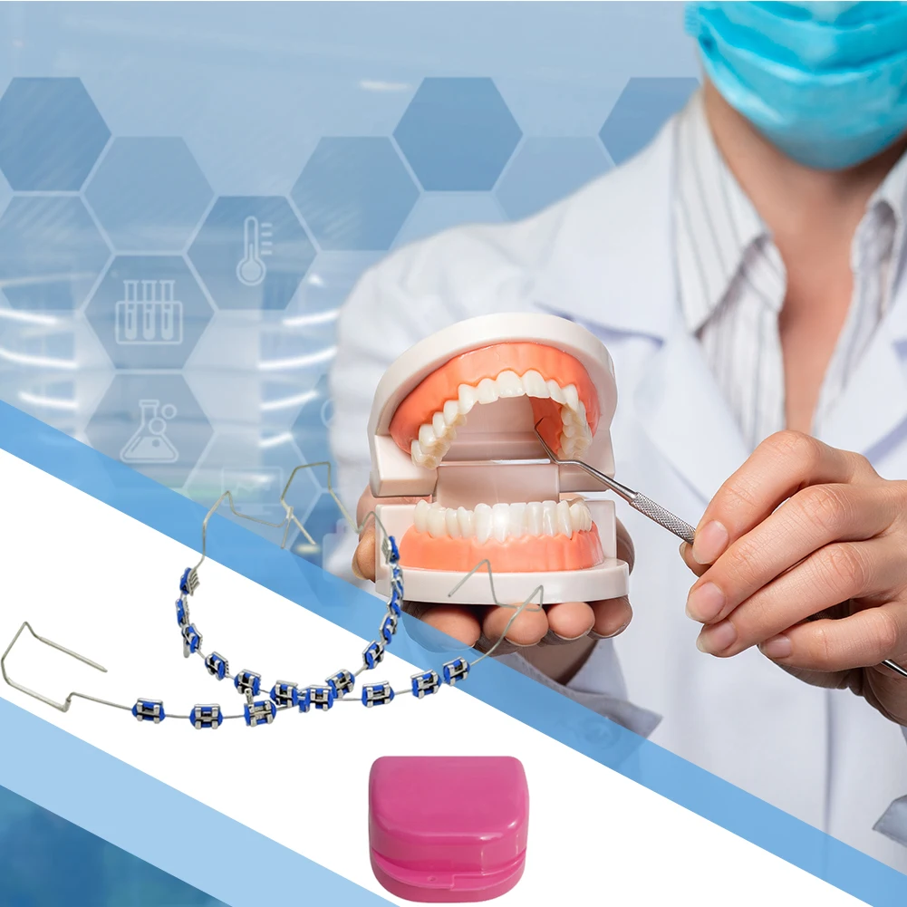 2Pcs Dental Mode Gefälschte Hosenträger Metall Drähte Halterung Temporäre Zahn Dekoration Kieferorthopädische Ligatur Krawatten für Täglichen Zahn Schützen Image