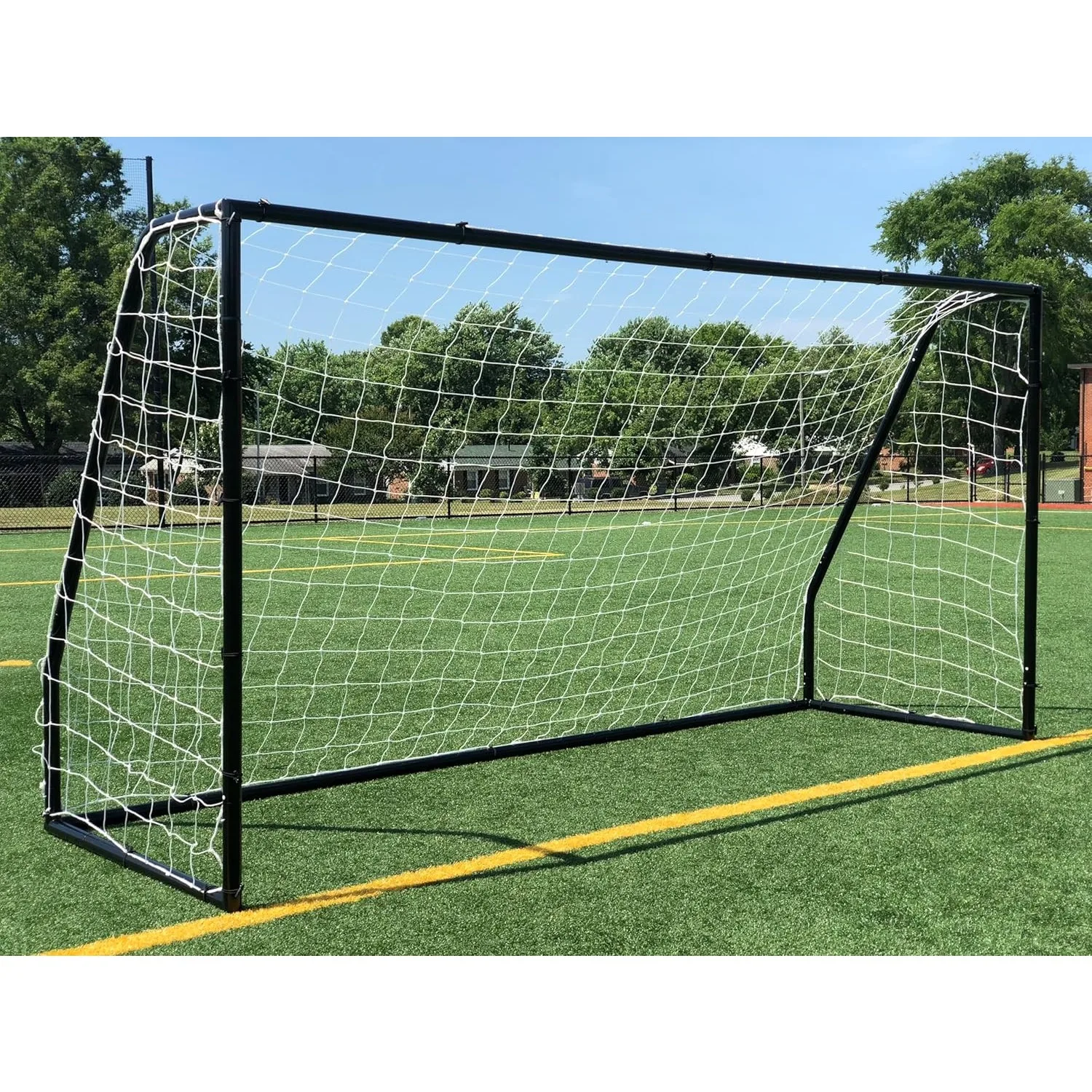 Premier 12 X 6 Ft. AYSO Youth Regulation Size Soccer Goal w/Weatherproof 4mm Net. 50MM Diameter Powder Coated/Corrosion