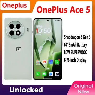 New OnePlus ACE 5 5G Smart Phone Unlocked Snapdragon 8 Gen 3 6.78'' AMOLED Display Screen 80W SUPERVOOC Charge 6415mAh Battery