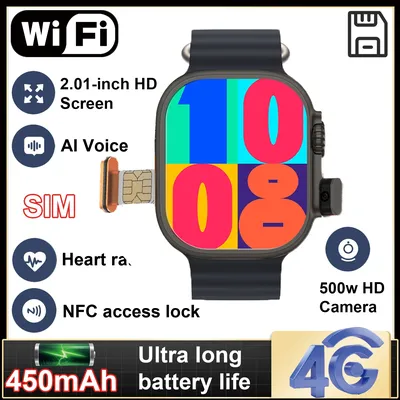 New 2.01 Inch 4G SIM Card Smart Watch Google GPS WIFI NFC Dual Camera Rugged Sports IP67 Android Network Smartwatch for Men Wome