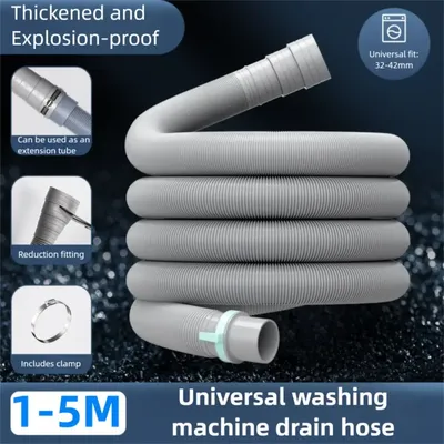 High Quality EVA Washing Machine Drain Hose Flexible Corrugated Tube Dishwasher Drain Hose 1m 3m 5m Washer Discharge Tube Home