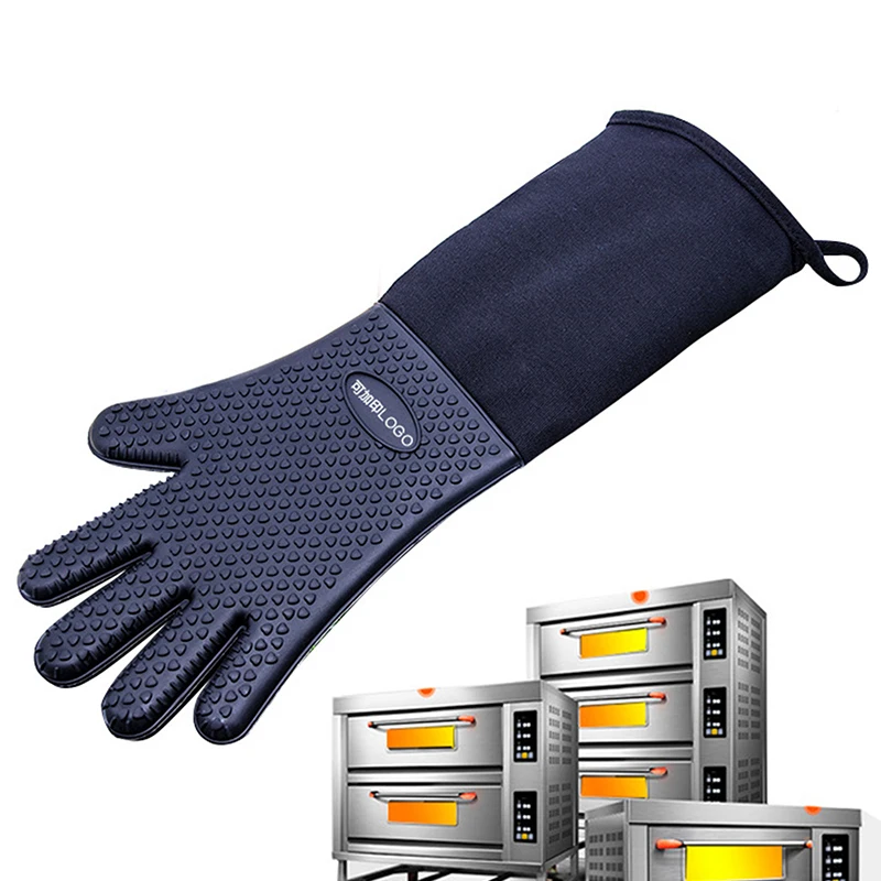 Nähte, einfarbig, hitzebeständig, Küchen-Kochhandschuhe, langlebig, rutschfest, Ofenhandschuh, Grill, Grillhüllen, extra lang, nützlich Image