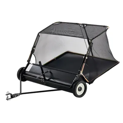 SucceBuy 52-inch Lawn Sweeper Tow Behind 26cu.ft. Large Pull Behind Heavy Duty Leaf Grass Collector for Picking Up Debris Grass