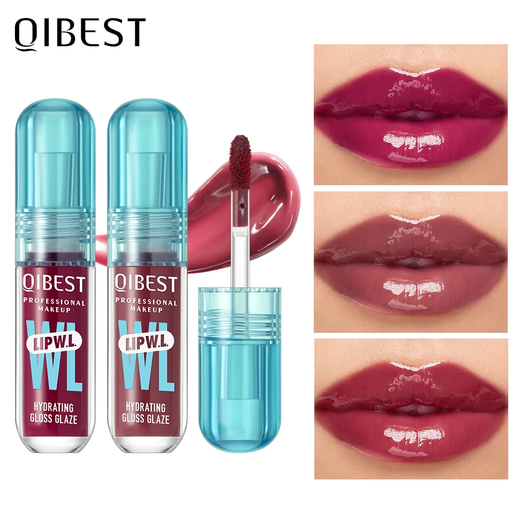 QIBEST Lucidalabbra idratante in cristallo Specchio facile da sbiadire Smalto per labbra smaltato ad acqua Lucidalabbra idratante a lunga durata Cosmetici tinta labbra