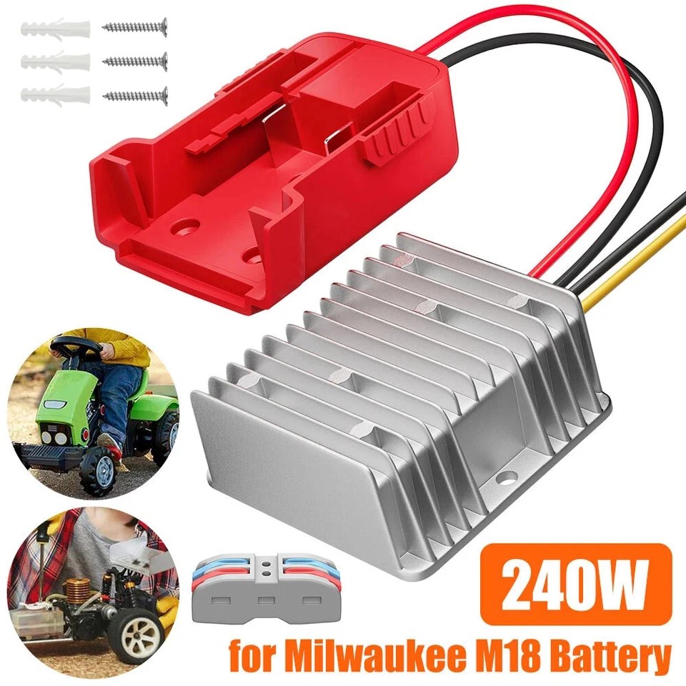 18V auf 12V Abwärtswandler für Milwaukee M18 Power Wheels Batterieadapter, DC 12V 20A 240W Abwärtswandler Regler Image