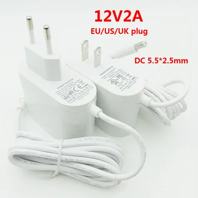 Power Supply 12v 2amp dc 12v 2a White 12v 2amp Power Supply 12 v 2 Amp 12v 2a Source uk Plug eu us White Power dc 5.5x2.5mm