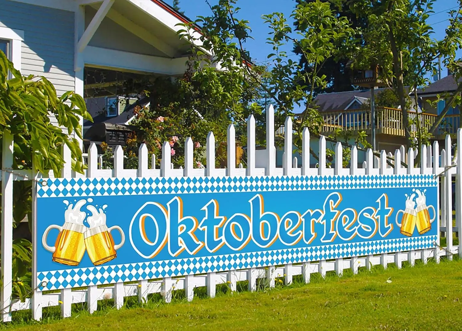 Beer Festival Fence Banner German Oktoberfest Theme Party Decorations Bavarian Flag Beer Party Hanging Banner