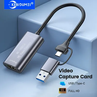 USB 3.0 Video Capture Card HDMI to USB/Type-c 2-in-1 Game Grabber Record Live Streaming Video Recorder for Switch Xbox PS4/5