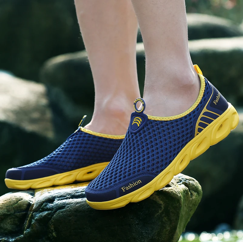 Männer Jogging Schuhe Casual Turnschuhe Outdoor Atmungsaktive Mesh Frauen Licht Stoßdämpfung Schwarz Tennis Männer Wasser Schuhe Gelbe Schuhe
