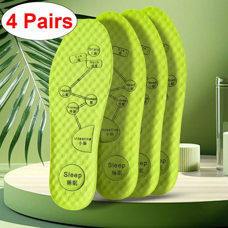 4Pairs/8Pairs Fuß Akupressur Einlegesohlen Für Schuhe Sohle Schweiß absorbieren Deodorant Einlegesohle Atmungsaktive Lauf Einlegesohlen Fuß massage Image