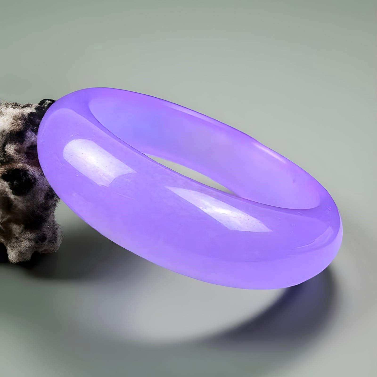 Bracciale rigido unisex in giada naturale/Bracciale rigido con pietre preziose in giada viola/Bracciale rigido in giada al quarzo viola/Gioielli in gi
