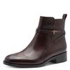 Stiefelette TAMARIS, Damen, Gr. 39, braun (dunkelbraun), Glattleder, unifarben, klassisch, Schuhe, Blockabsatz, Businessschuh, Ankleboots mit T-Logoverszierung
