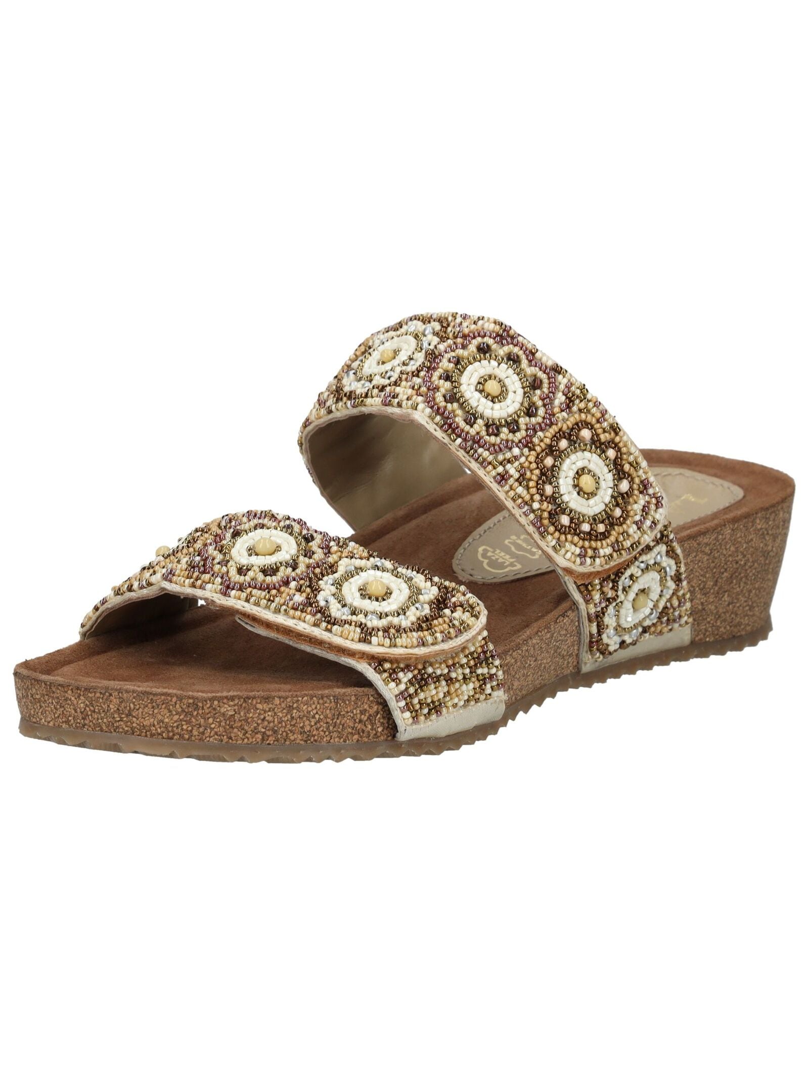 Pantolette LAZAMANI "Lazamani Pantoletten Leder", Damen, Gr. 40, beige, Leder, Schuhe Pantolette