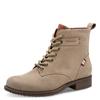 Schnürboots TAMARIS, Damen, Gr. 40, grau (taupe), Leder, Textil, casual, Schuhe, Blockabsatz, Schnürstiefelette, Kontrastnaht an der Ferse und Rahmen