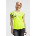 V-Shirt SOCCX, Damen, Gr. XXXL, electric lemon, Material: 100% Baumwolle, bedruckt, Glitzermuster, casual, regular fit normal, Kurzarm angeschnitten gerader Abschluss, Shirts, mit überschnittenen Schultern