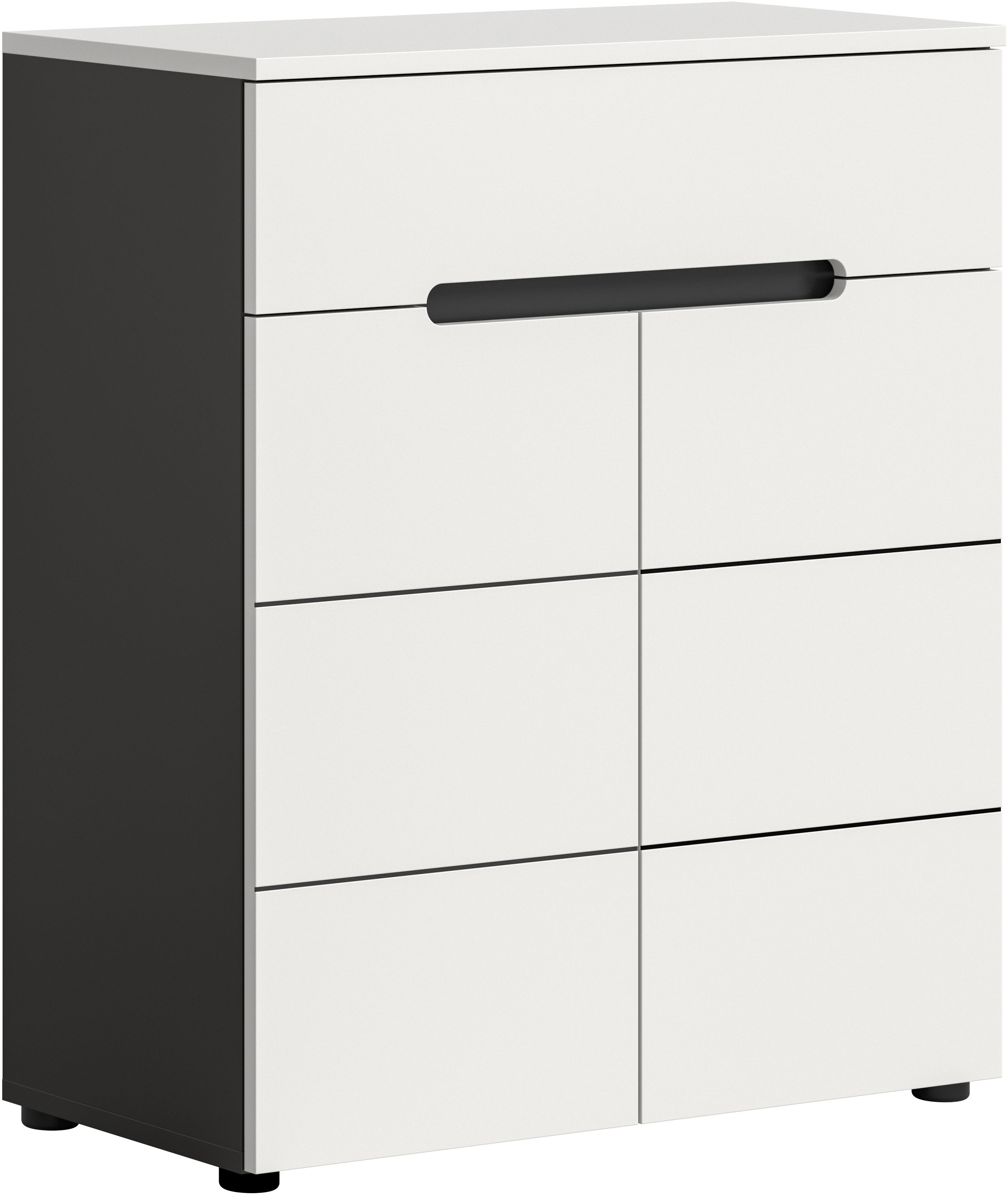 Schuhkommode HOME AFFAIRE "REHAT, TOPSELLER, Breite 80cm, 2 Türen, 1 Schubkasten, 4 Fächer", grau, weiß, schwarz, B:80cm H:94cm T:37cm, FSC-zertifizierter Holzwerkstoff, Sideboards, Schuhkommode, Schuhschrank, Kommode, Garderobenschrank, Anrichte,...