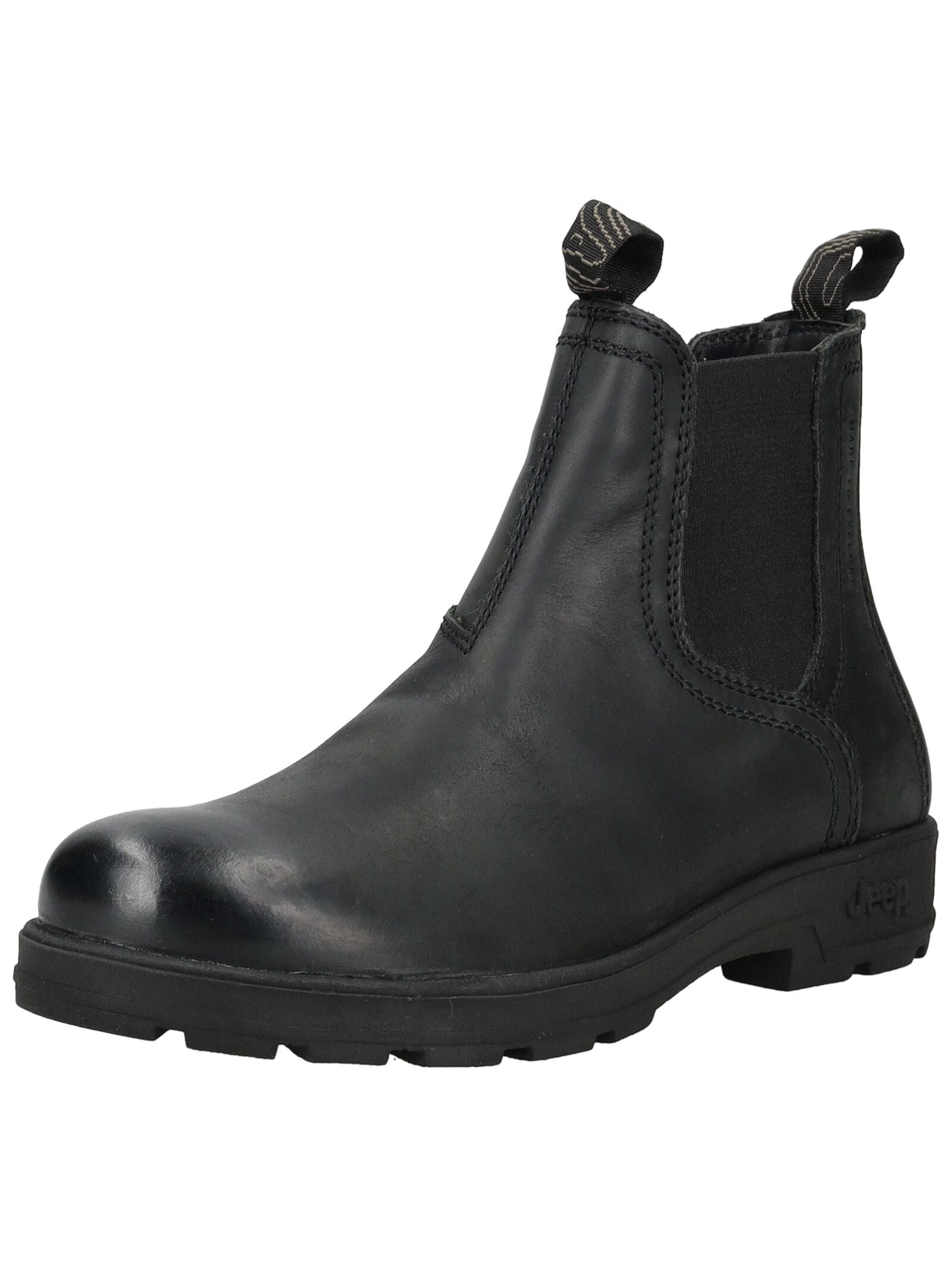 Stiefelette JEEP "Jeep Stiefelette Leder/Textil", Herren, Gr. 42, schwarz, Leder, Textil, Schuhe Stiefelette