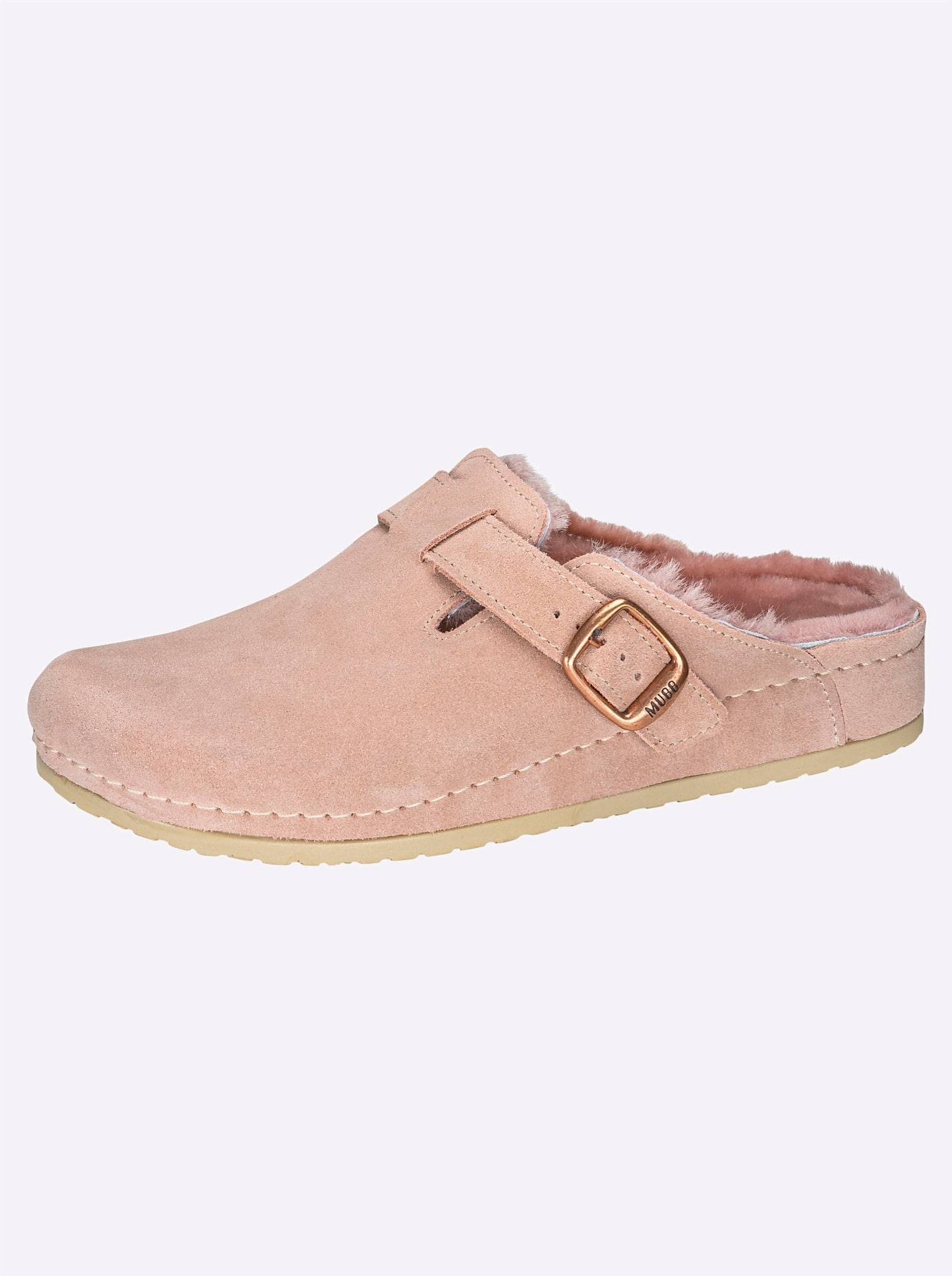 Hausschuh MUBB, Damen, Gr. 39, rosa (rose), Lammfell, Leder, Basic, Schuhe