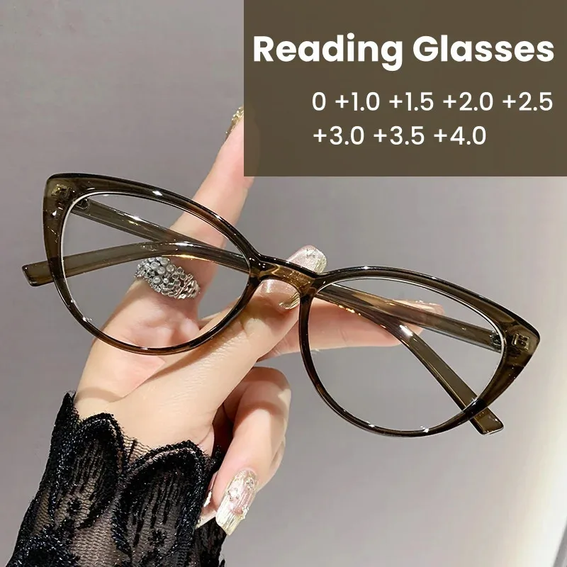 Modische Cat-Eye-Vollformat-Lesebrille, Retro-Stil, modische Anti-Blaulicht-Brille, Damen-Lesebrille Image