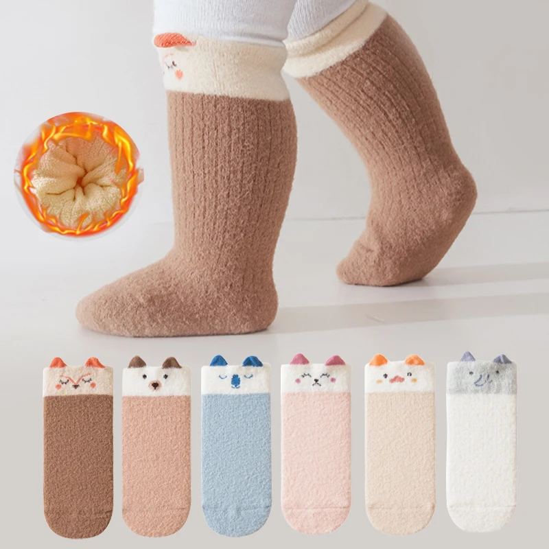 Warme Kinder Socken Nette Cartoon Baby Socken Weiche Mitte Rohr Neugeborenen Kleinkind Socke Verdicken Warme Kinder Socken Für Jungen Und Mädchen Image