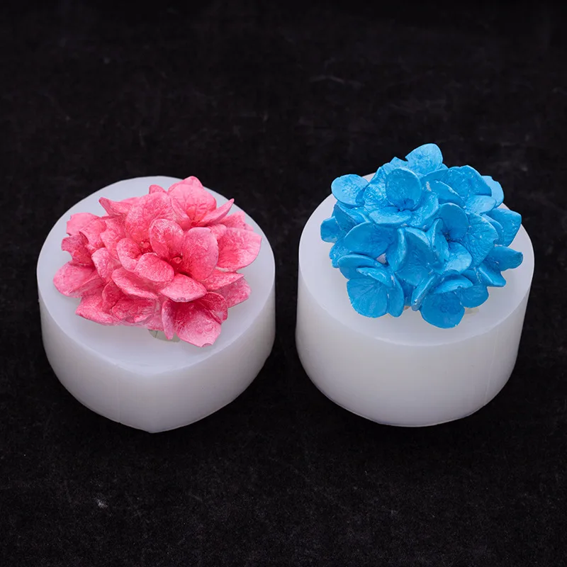 3D Hortensien Silikon Form Hause Gips Dekoration Aromatherapie Kerze Hortensien Form Küche Backen Kuchen Dekoration Blume Form Image