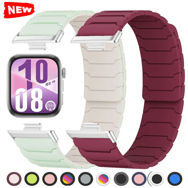 Silikon Magnetische Schleife Strap Für Huawei Fit4pro Band Smartwatch Zubehör Metall Stecker Correa Für Huawei Fit4 Fit3 Armband Image
