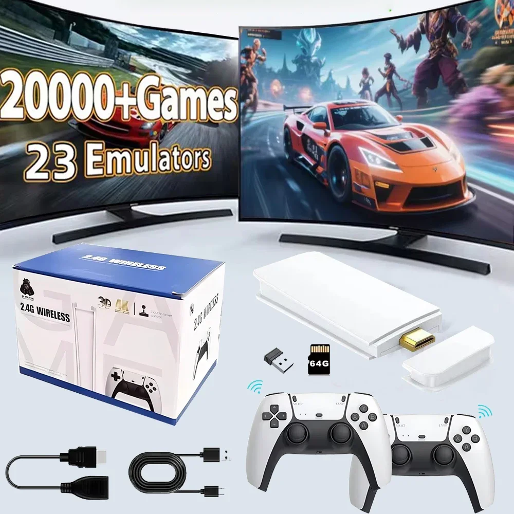 M15 Game Stick Mini TV Handheld Game Console Wireless Gamepads Video Game 64G 20000+ Retro Game HD Output Two-player for PS1 Etc