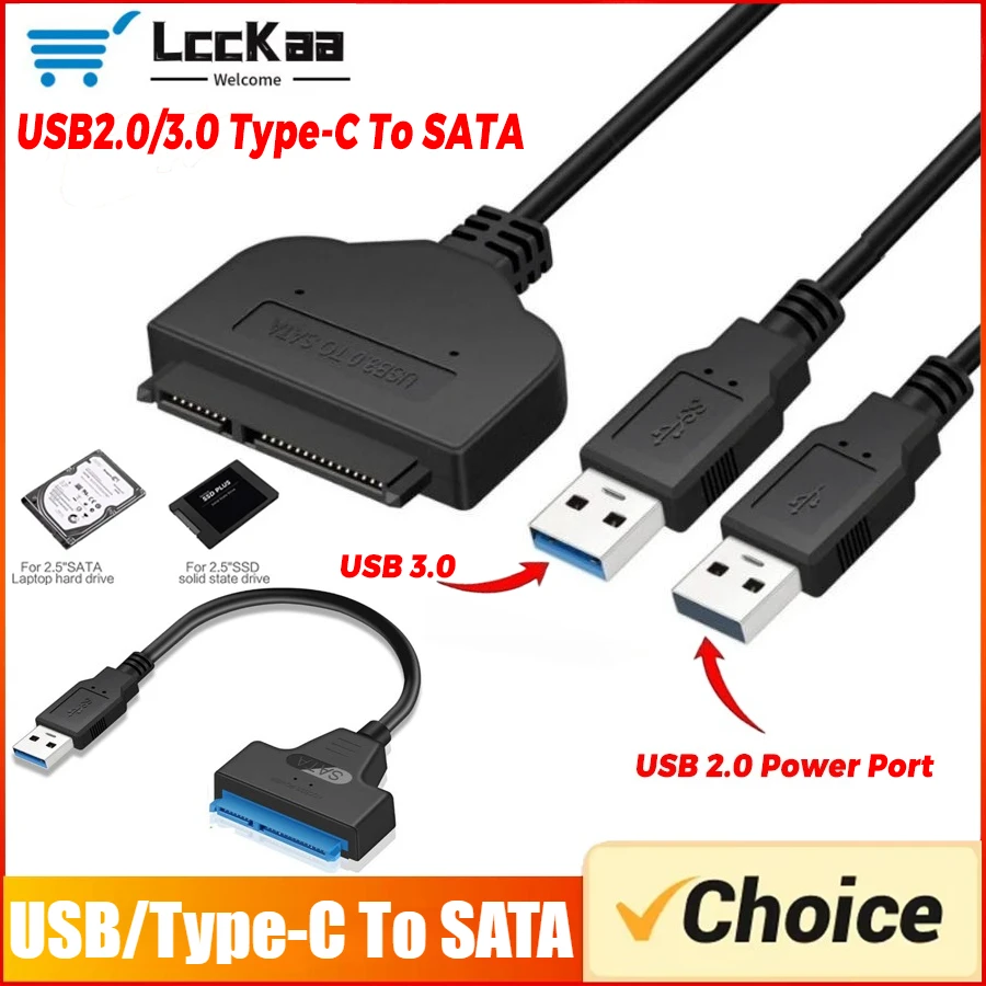 SATA-zu-USB 3.0/2.0-Typ-C-Kabel bis zu 6 Gbit/s für 2,5-Zoll-externe HDD SSD-Festplatte SATA 3 22-poliges USB 3.0-zu-Sata III-Kabel Image
