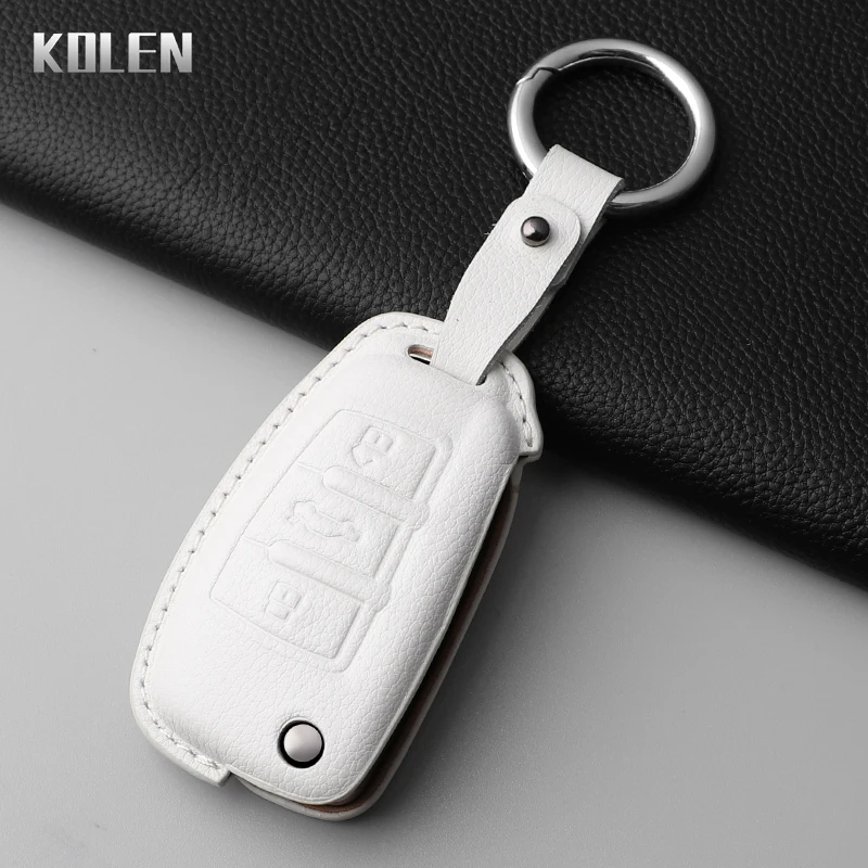 Echtes Leder Auto Schlüssel Fall Abdeckung Shell Für Audi A3 8L 8P A4 B6 B7 B8 A6 C5 C6 4F RS3 Q3 Q7 TT 8L 8V S3 Schutz Zubehör