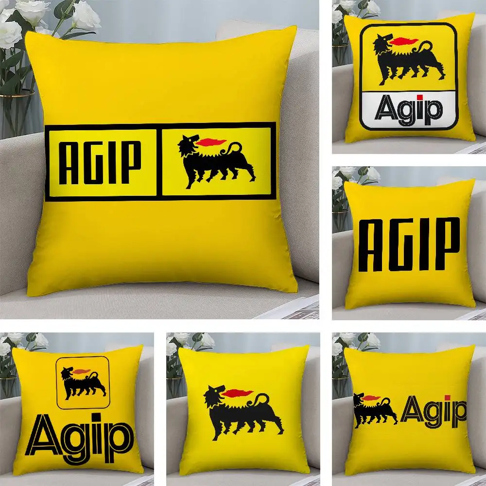 Cooler A-Agip-Logo-Kissenbezug, kurzer Plüsch, doppelseitiger Druck, quadratische Dekokissenbezüge, Sofa, Heimkissen, Dekor Image