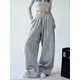 Y2K Pantaloni sportivi larghi a gamba larga Donna Streetwear Pantaloni sportivi larghi oversize grigi Pantaloni da jogging con coulisse a vita alta Harajuku