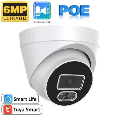 6MP PoE IP Dome Kamera 2-Wege Audio Menschliche Erkennung 100ft Farbe Nachtsicht Indoor Outdoor Video Überwachung Kamera tuya Samrtlife