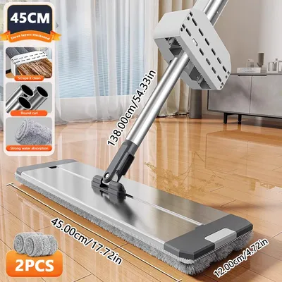 360° Rotation Flat Mop Squeeze and Superfine Fiber Pad Floor Cleaning Mop Lazy Wash Floor Mop Mops Household Cleaning Tools