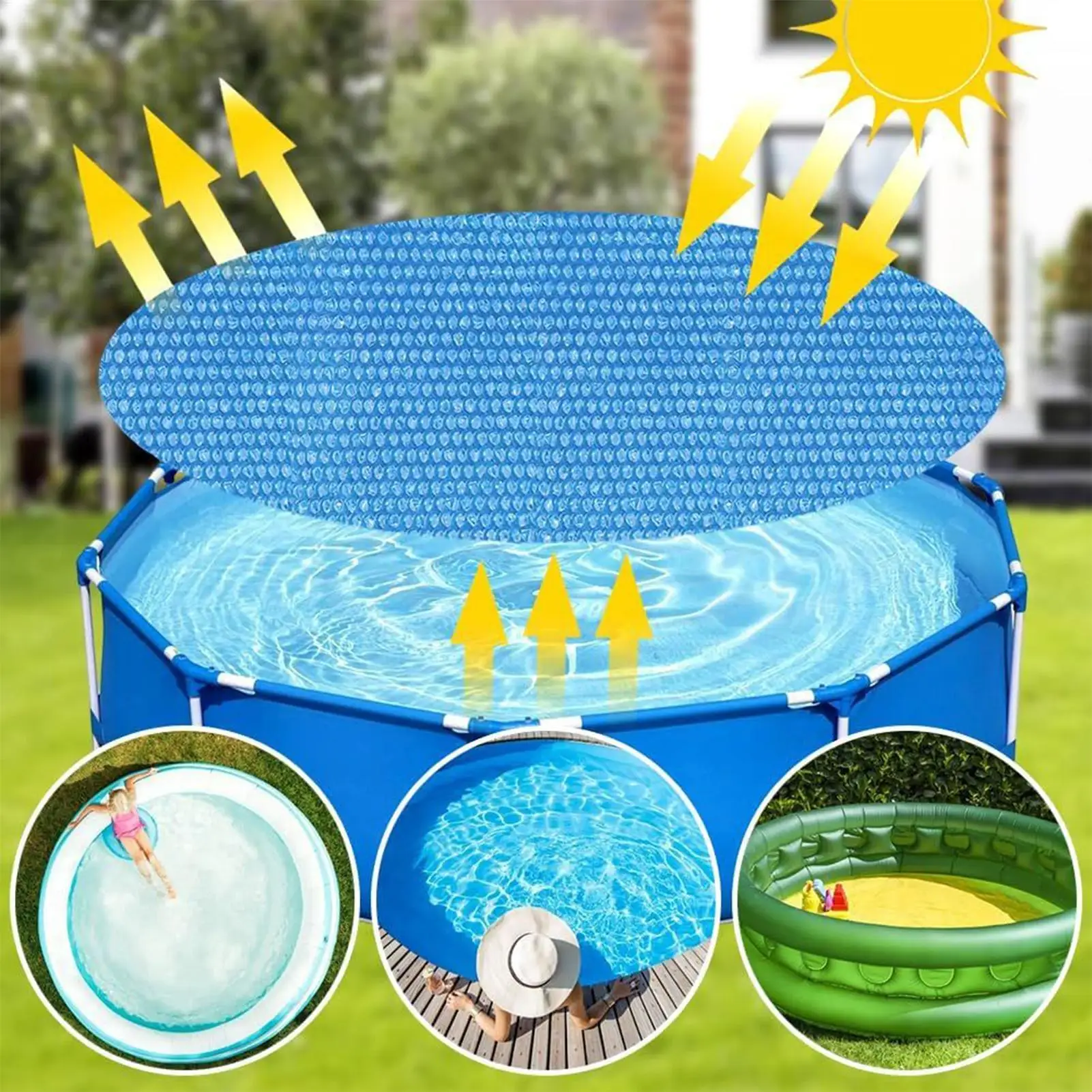 NEUE Solar Pool Abdeckung Schwimmbad Blase Solar Abdeckung Wärme Halte Decke Tragen-beständig Freies Schneiden Solar Abdeckungen 6FT/8FT Image