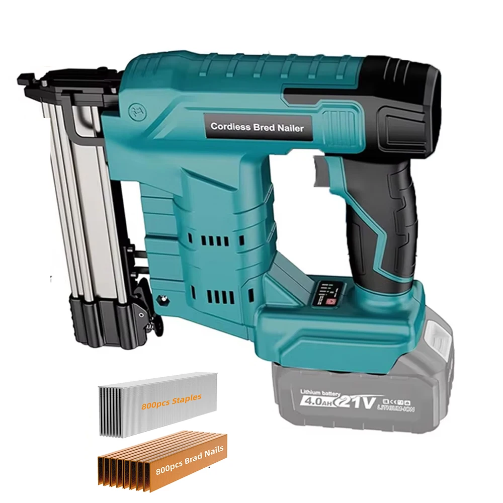 Bürstenloser elektrischer Nagler, Hefterpistole mit 1600 Streifennägeln für 18 V Makita-Akku, Holzbearbeitung, kabellose elektrische Schlagnagelpistole Image
