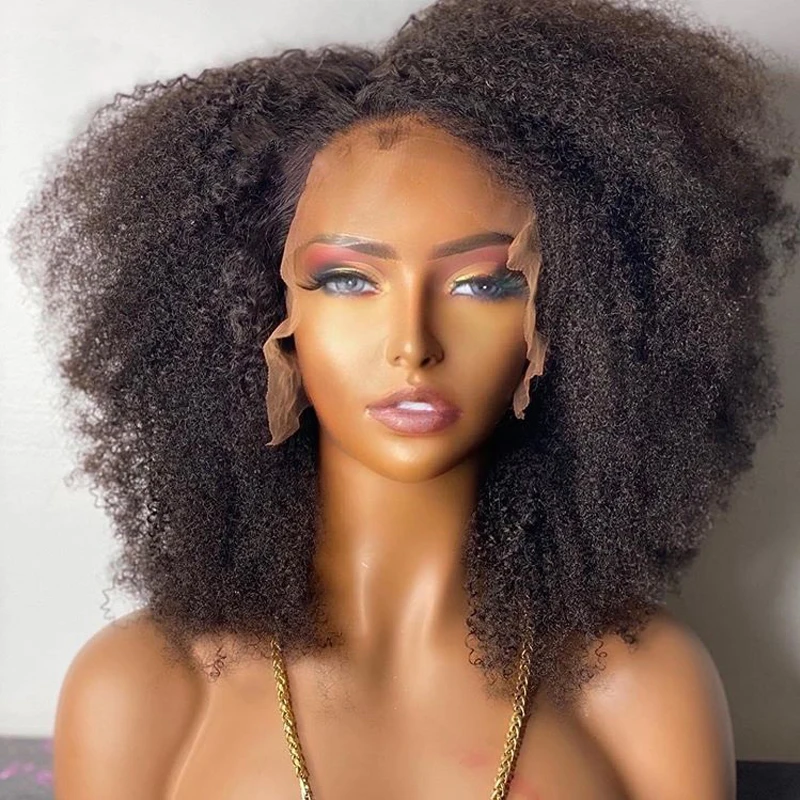 Kurzer Bob, freier Teil, 180 Densty, weich, vorgezupft, leimlos, verworren, lockig, synthetische 13 x 4-Lace-Front-Perücke für Frauen mit Babyhaar, täglich Image