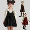 Abito da bambina in velluto a coste per bambina per bambini 2025 Abito da principessa per bambina versatile autunnale Tinta unita Abito casual per bambina retrò
