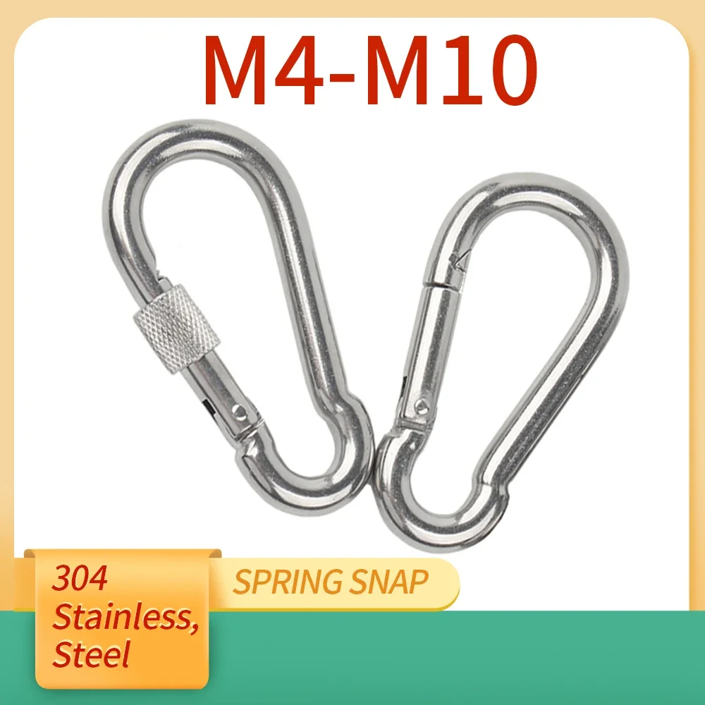 1/2/5Pcs M4 M5 M6 M8 M10 304 Edelstahl Frühling Snap Karabiner Quick Link Lock ring Haken snap Schäkel Kette Verschluss Haken Image