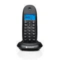 Motorola C1001CBW+ - Telefono cordless digitale DECT - Modalità di blocco chiamate, ID chiamante, vivavoce, rubrica da 50 numeri, schermo retroilluminato - Nero