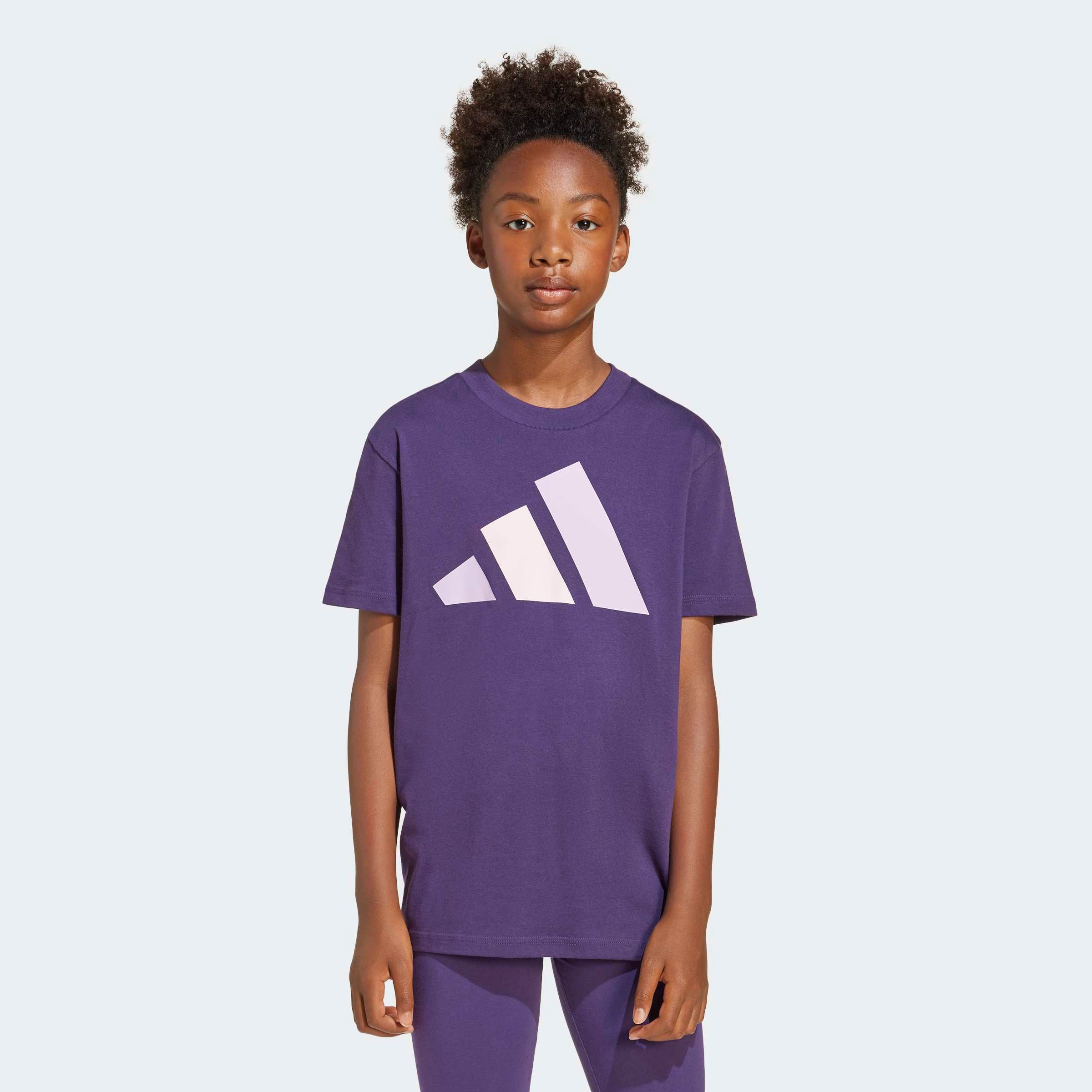T-Shirt ADIDAS SPORTSWEAR "J BL TEE 160", Kinder, Gr. 176, transparent (aurora plum, powder plum, clear pink), Obermaterial: 100% Baumwolle, normal, Rundhals, Shirts Image