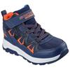 Klettstiefel SKECHERS "STORM BLAZER", Kinder, Gr. 29, blau (navy, orange), Lederimitat, Textil, kontrastfarbene Details, casual, Schuhe, Freizeitschuh mit waterproof, Größenschablone zum Download
