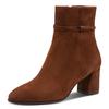 Stiefelette TAMARIS, Damen, Gr. 38, braun (muscat), Ziegenveloursleder, unifarben, elegant, Schuhe, Blockabsatz, Businessschuh, Abendschuh mit Touch it-Ausstattung