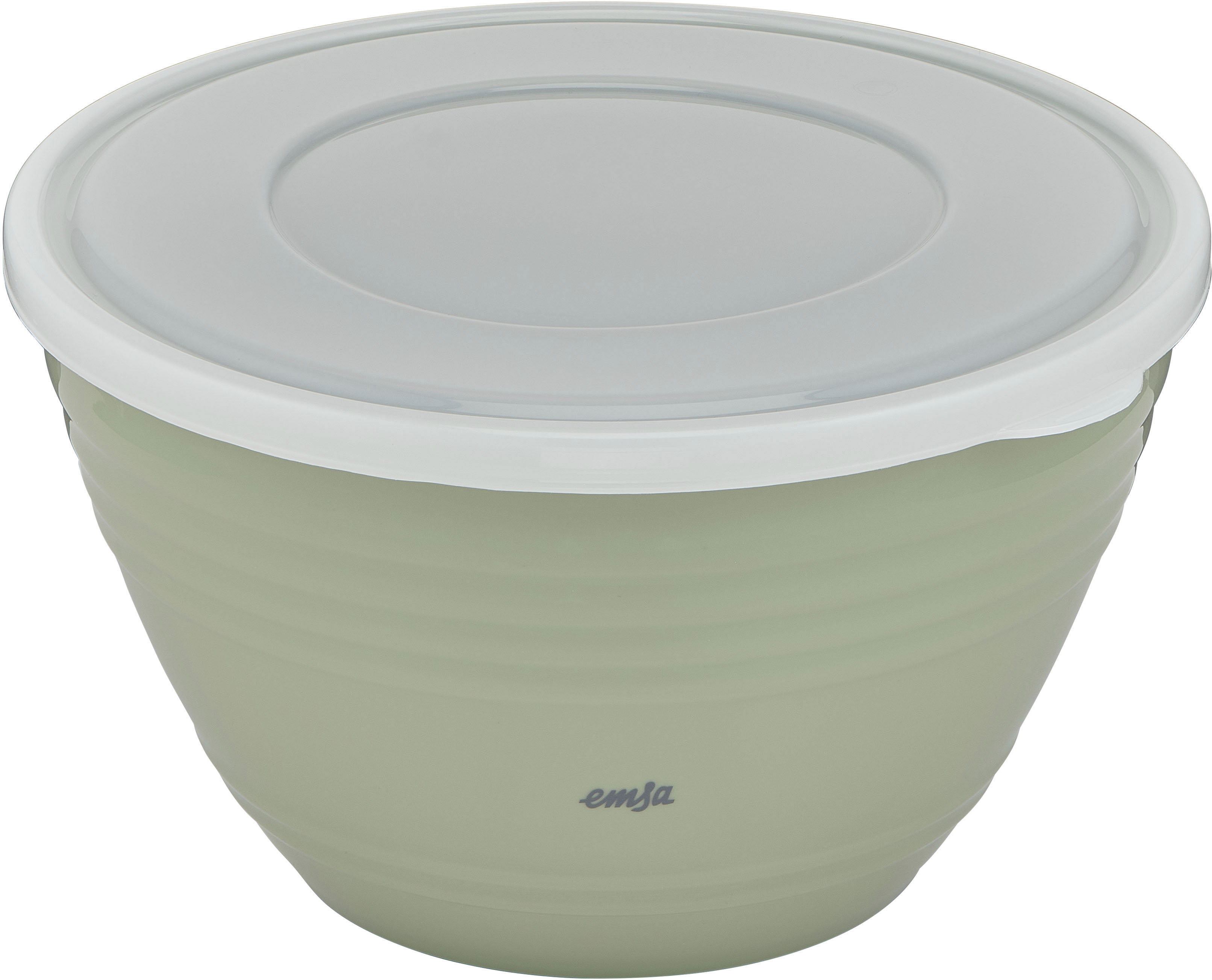 Rührschüssel EMSA "Emsa Prep&Bake Kunststoff-Rührschüssel", grün, H:12,6cm Ø:22cm, Kunststoff, Schüsseln, Rührschüssel, Deckel, rutschfester Boden, Ausgießlippe, spülmaschinenfest