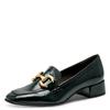 Slipper TAMARIS, Damen, Gr. 38, grün (dunkelgrün), Lacksynthetik, unifarben, modisch, Schuhe, Blockabsatz, Pumps, Businessschuh mit modischer Zierspange